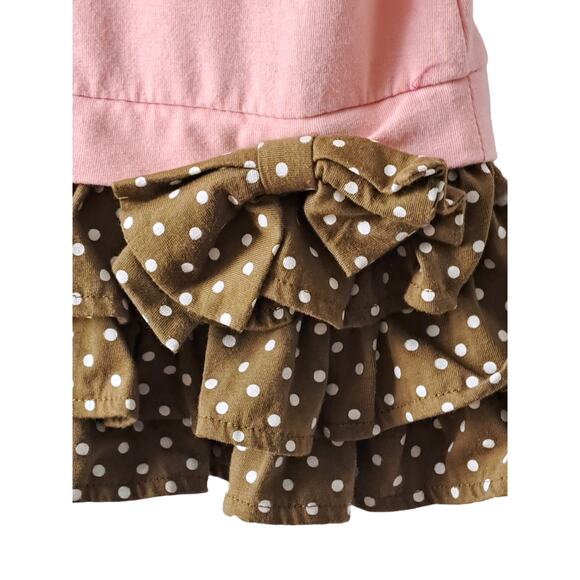 2 for $5 Sale Paulinie Collection Peach And Brown Dress With Ruffles Size 3T - Picture 4 of 8